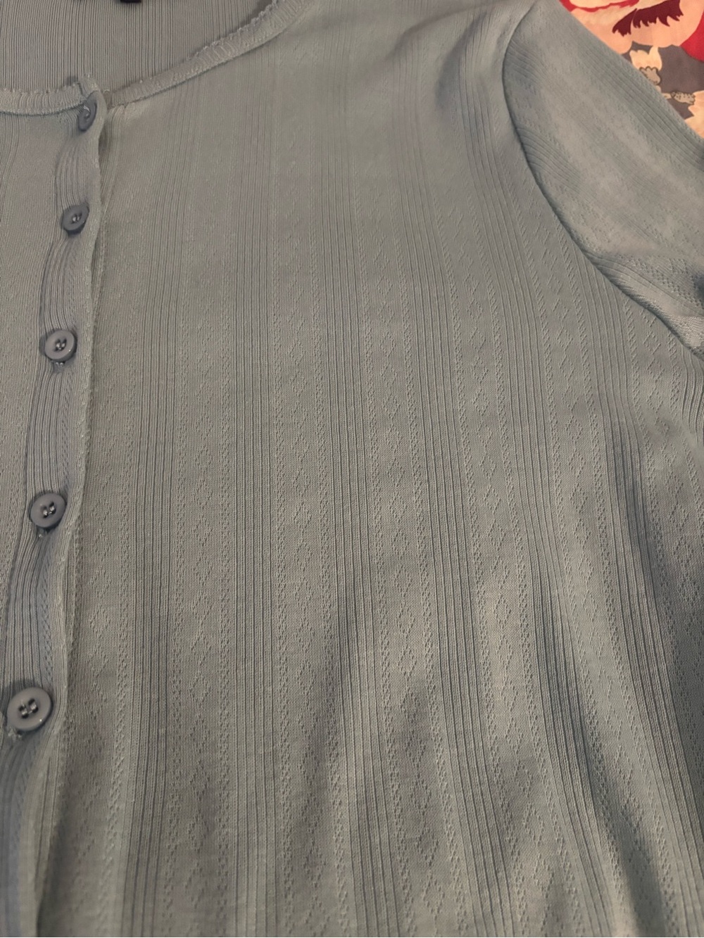 Light Blue Ribbed Button-Up Cardigan - Picture 2 of 3